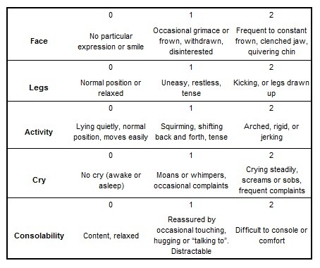 comfort pain scale