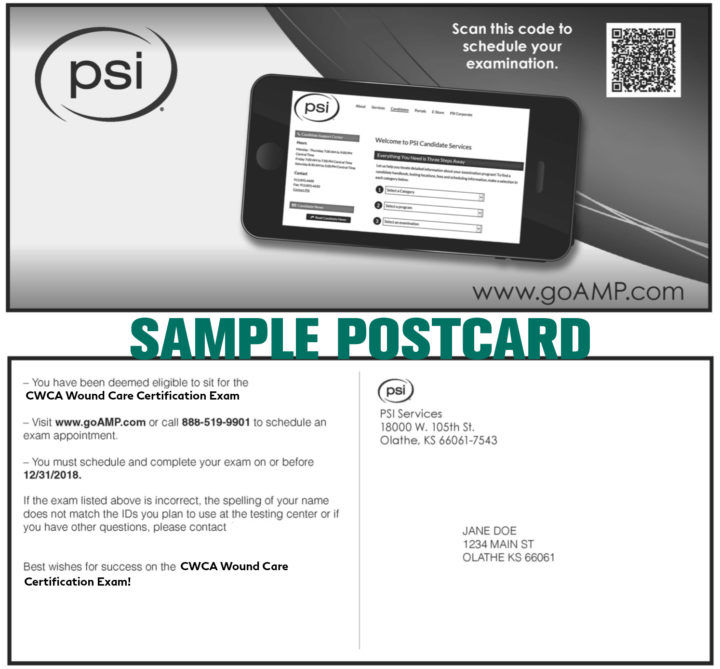 wound care certification exam psi postcard
