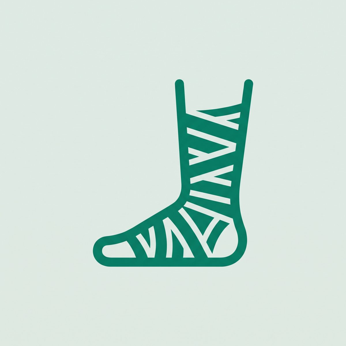 Venous Leg Ulcers CE module icon: a lower leg wrapped in a compression bandage, green line art on a sage background